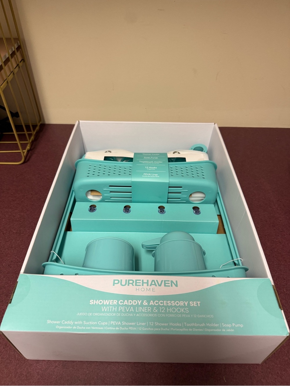 Turquoise Shower Caddy & Accessory Set - Picture 3 of 6